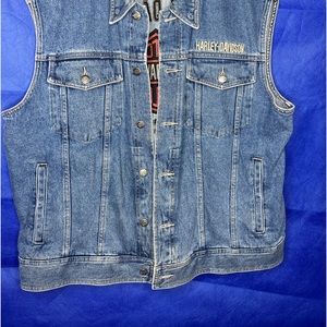 Harley Davidson - Sleeveless Blue Jean Vest Mint! Flawless